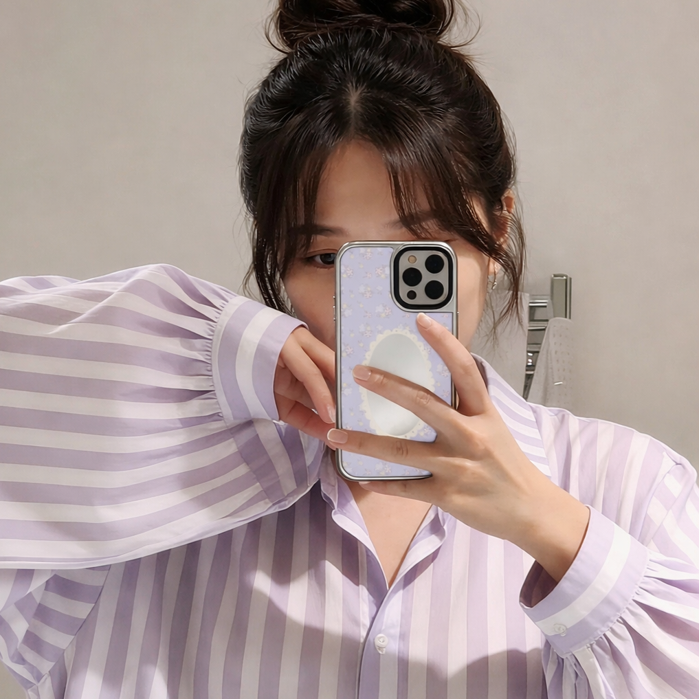 【Summer Petal Whisper *MilkyPurple*】銀框鏡面MagSafe iPhone Case