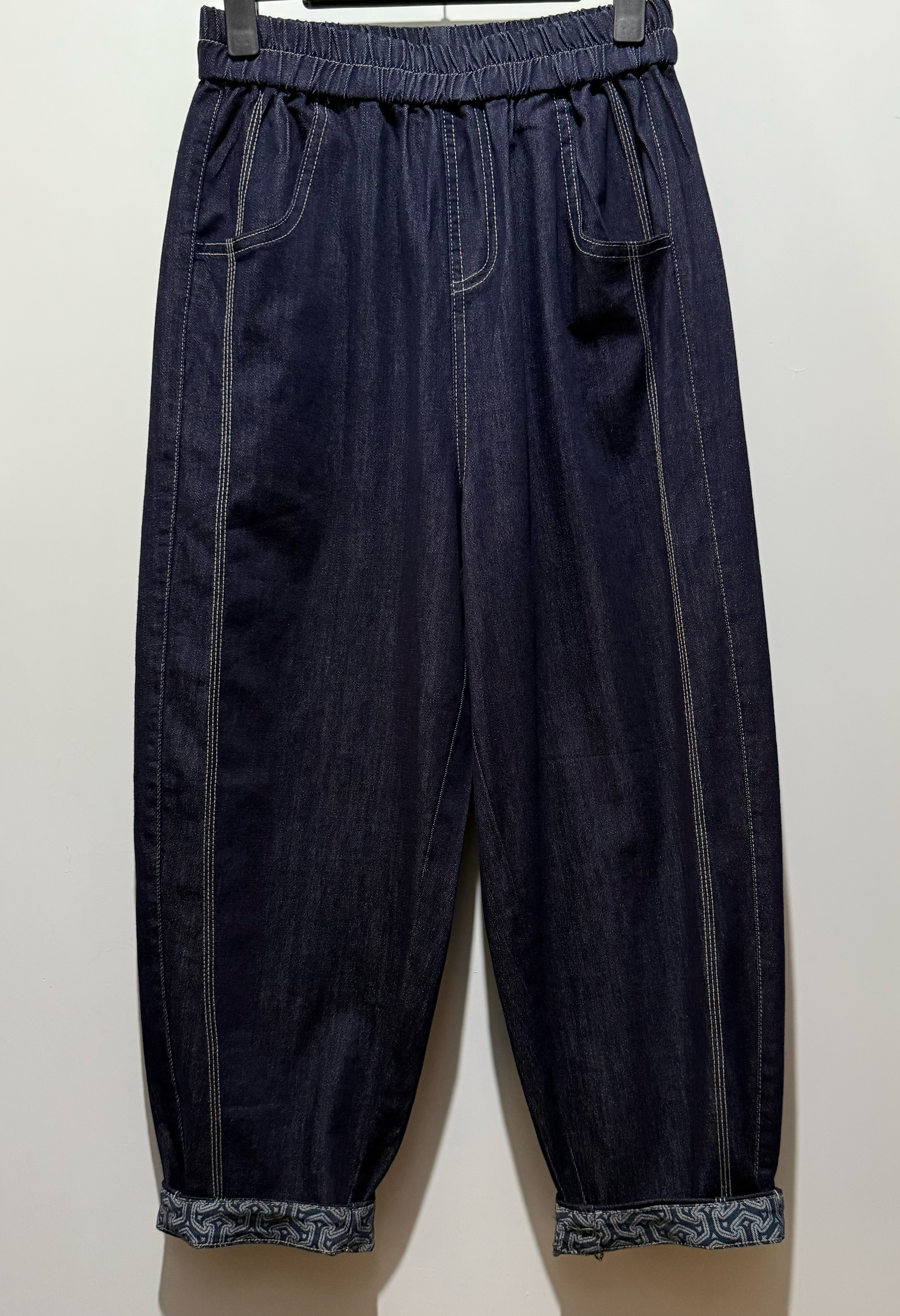 B00563 明線牛仔蘿白褲