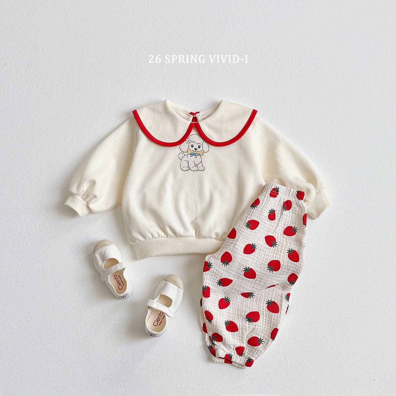 🌸預訂 韓國直送🌸🇰🇷VIVIDI兩色小狗印花翻領寬鬆衛衣