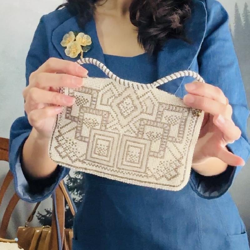 Rare Collectible! C.a. 1940-50s Made in Czechoslovakia Zipper Bead Bag (MT2500)