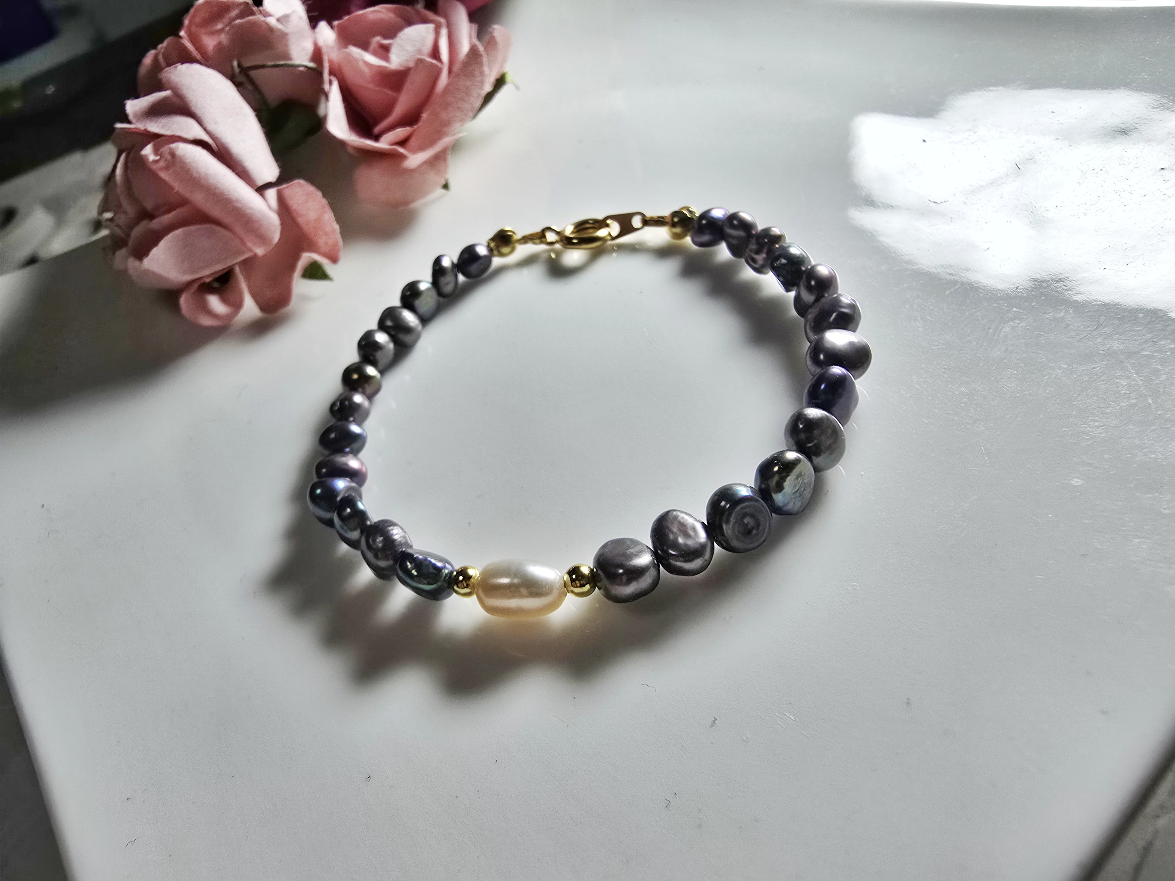 FWP0125-21  天然珍珠茶晶復古手鏈