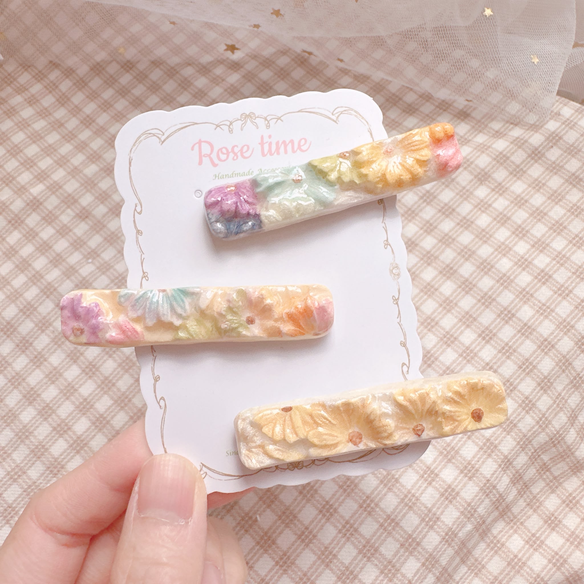 手繪浮雕雛菊🌼髮夾