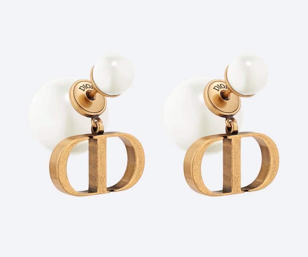 【現貨】DIOR TRIBALES 復古金屬珍珠耳環 連禮盒