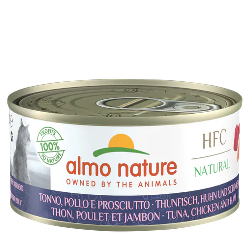 Almo Nature HFC Natural 吞拿魚+雞肉+火腿 貓罐頭 150gx24