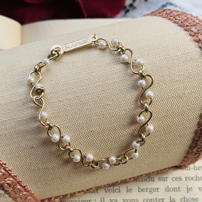 Vintage Napier S shape Faux Pearl Bracelet - 15cm/6"(MT2193)