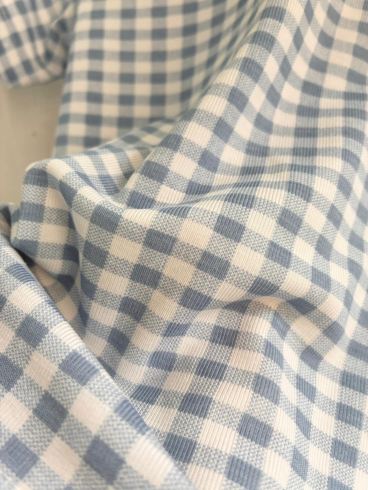 兒童藍白格紋連衣裙套裝YZ25231