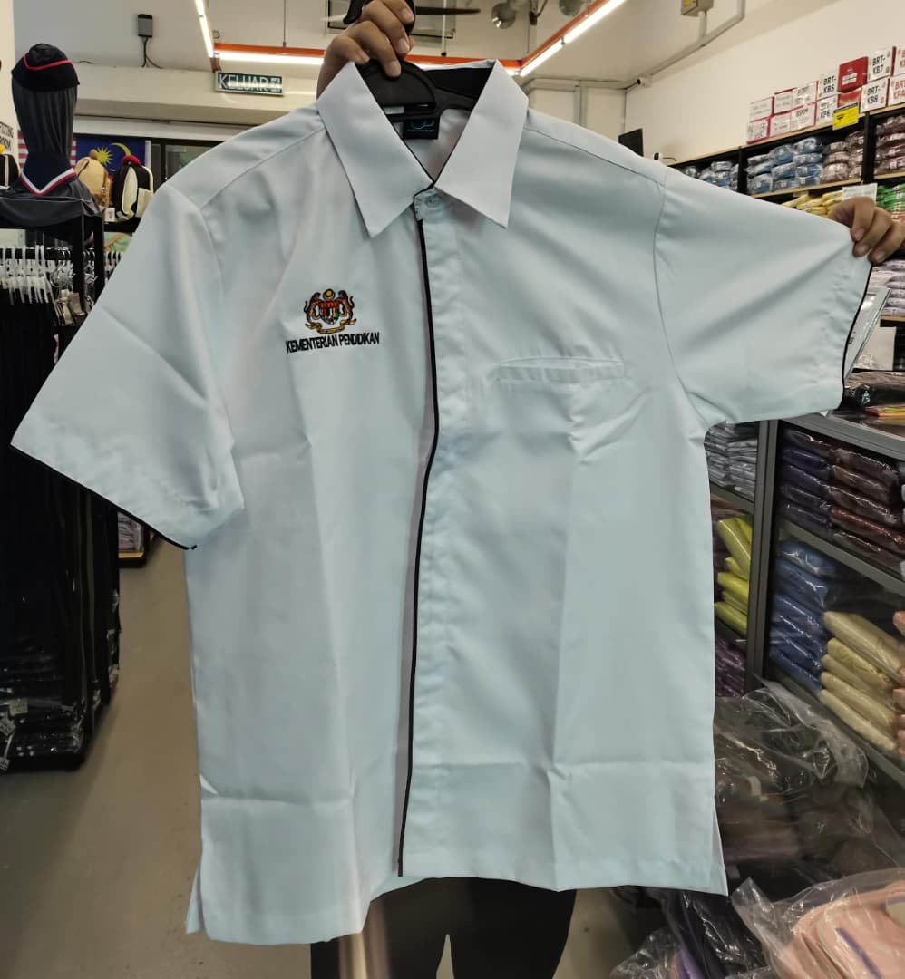Baju Korporat KPM Putih Cikgu Edisi Terkini Termasuk LOGO Kemeja Lelaki/Perempuan/Muslimah