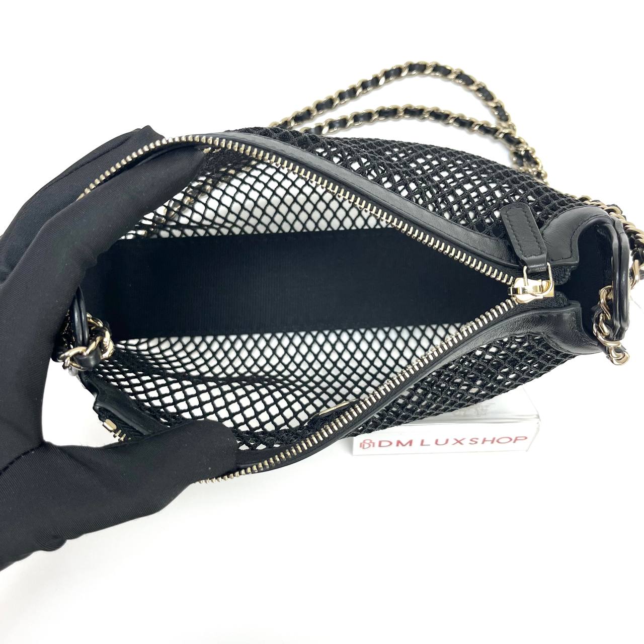 Chanel 25S Mesh & Lambskin Clutch w/ Chain GHW (Microchip)