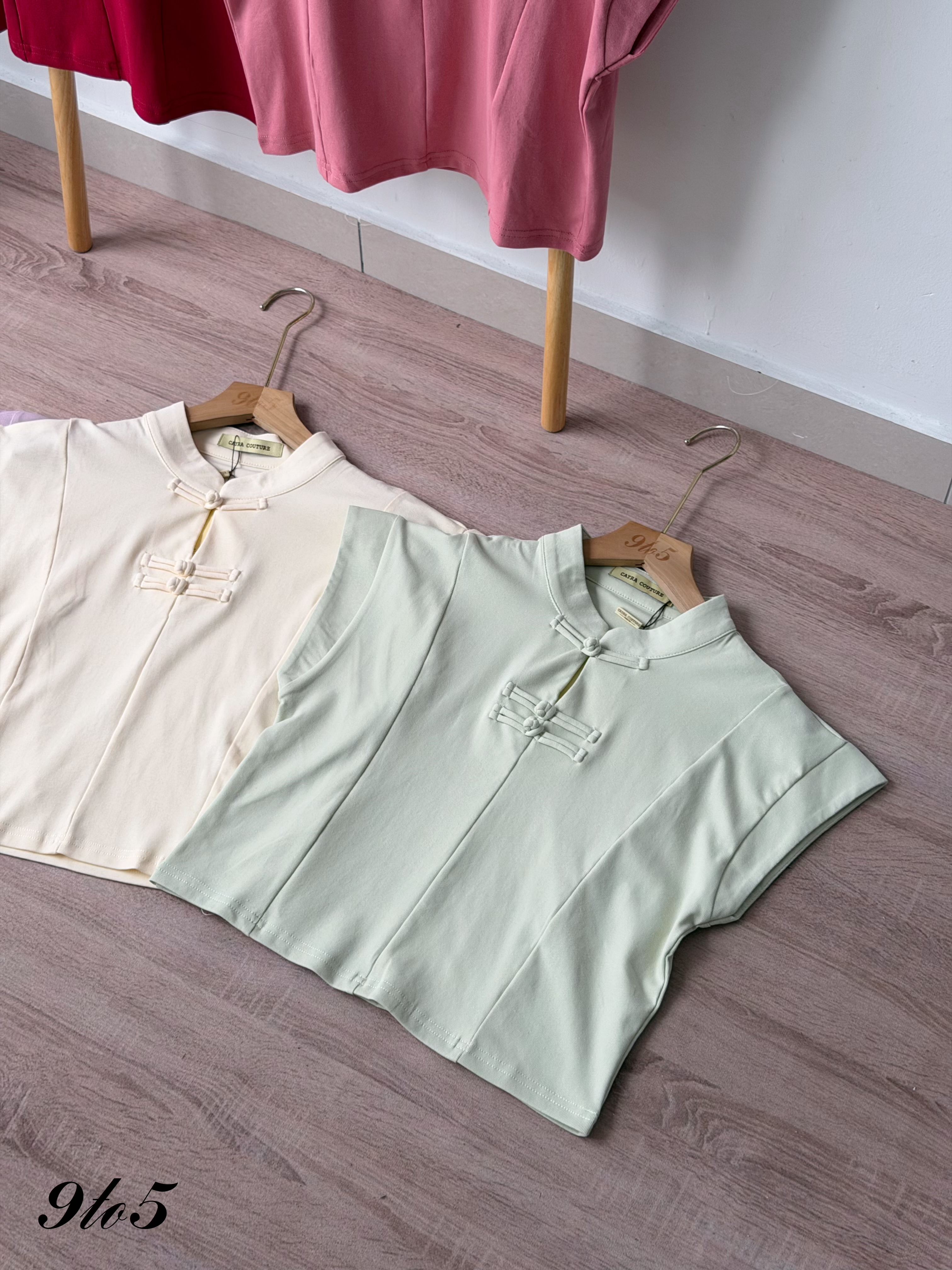 T4486 Cape Sleeve Candy Cheongsam Top - 5 Colors 