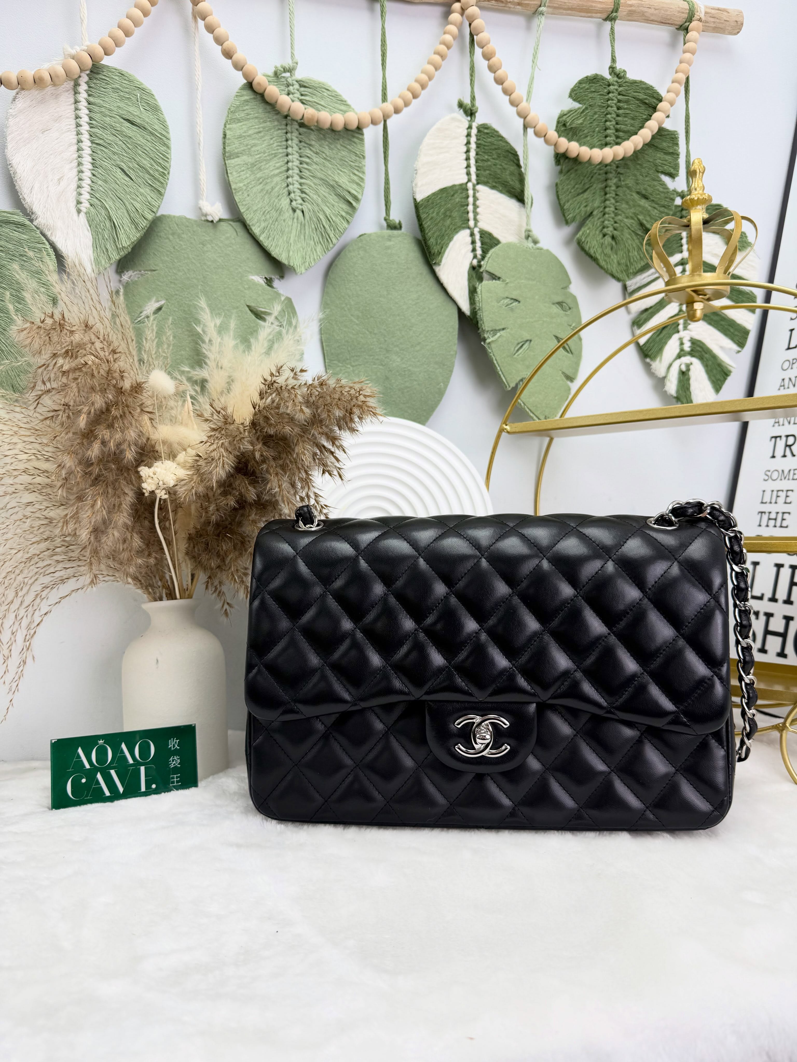 👜 PRE OWNED 🛍️CF30 黑銀羊皮 有塵袋有單有盒🖤