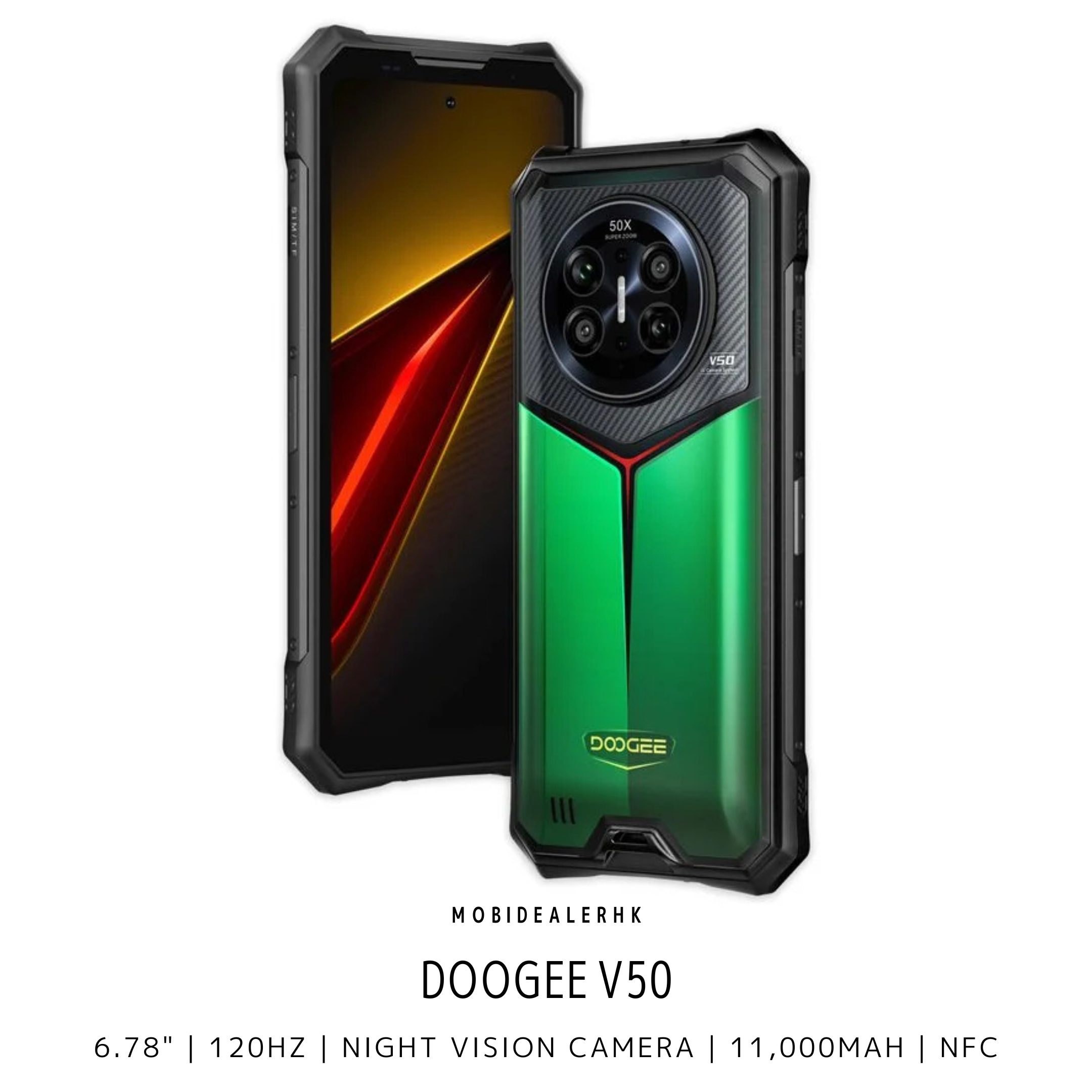 Doogee V50 | 道格 V50 | 5G | 三防手機 | 12/16+256/512Gb | 6.78" | 120Hz | 夜視鏡 | 11,000mAh | NFC