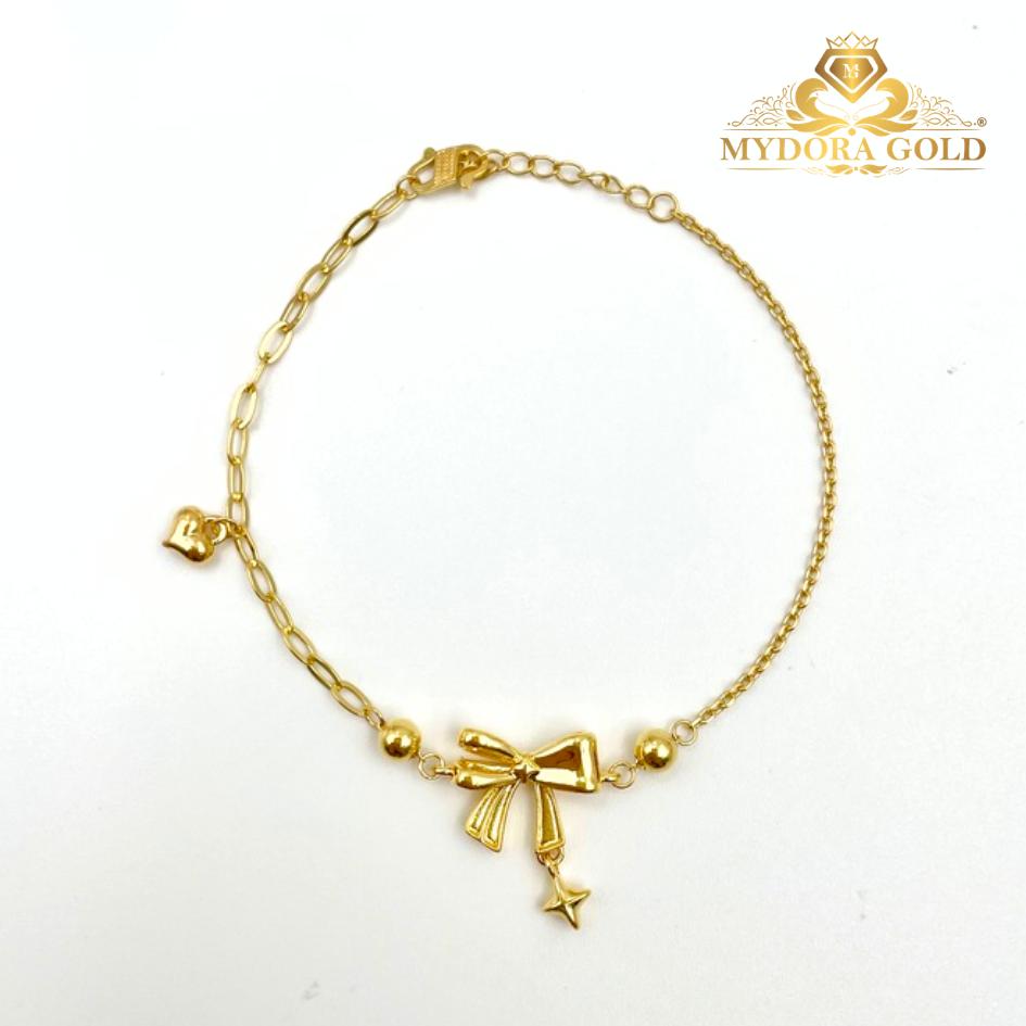 MYDORA Rantai Tangan Sauh Paperclip + Ribbon StarShine l EMAS 916/22K