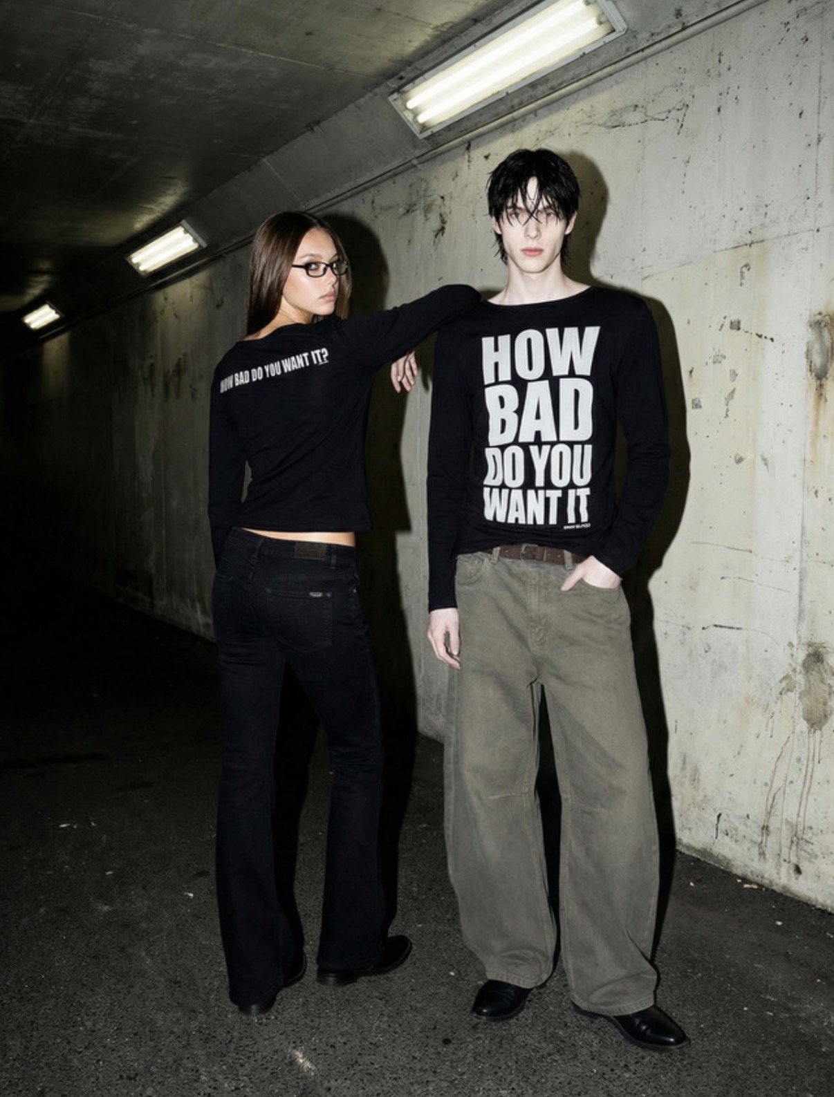 BADBLOOD [w-tee26-117] DO YOU WANT IT Boat Neck T-Shirt - Black