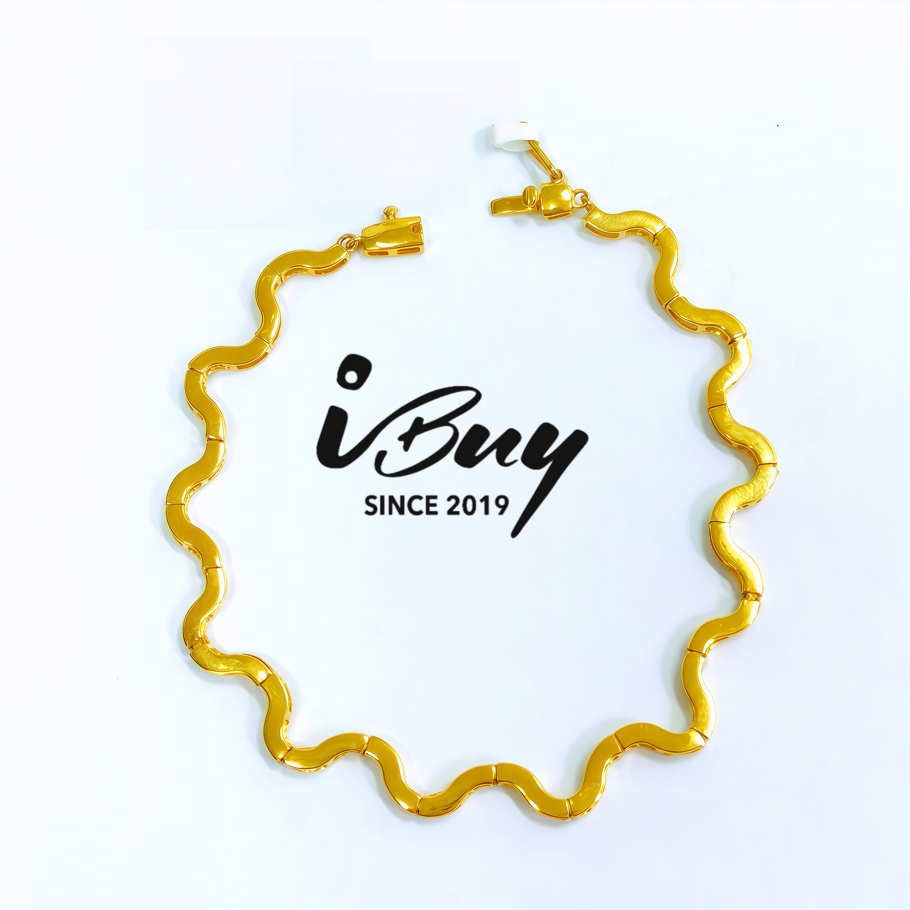 916 GOLD FULL WAVE BRACELET 15CM 916 金 波浪蛇骨手链15CM