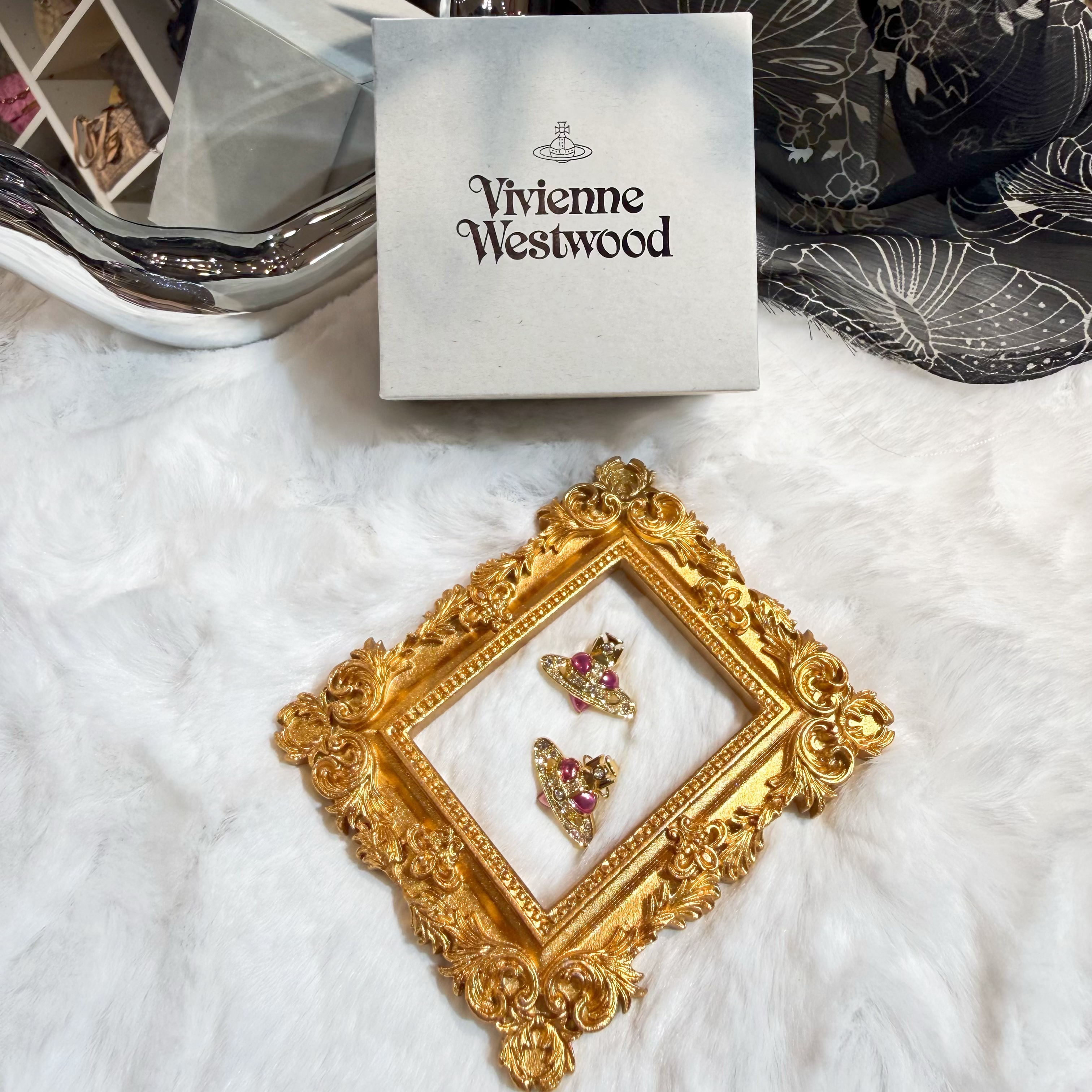 VW heart orb earrings fuxia/G