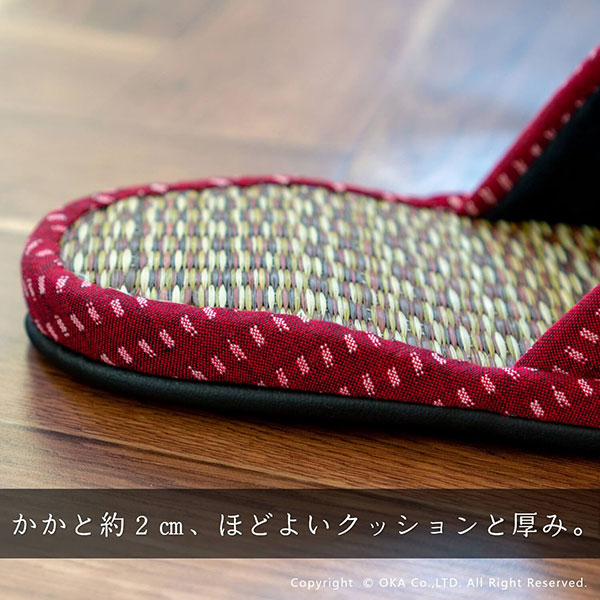 🔥🔥【日本製《OKA》久留米織傳統工藝榻榻米草蓆拖鞋】女士 | M碼 | 紅色