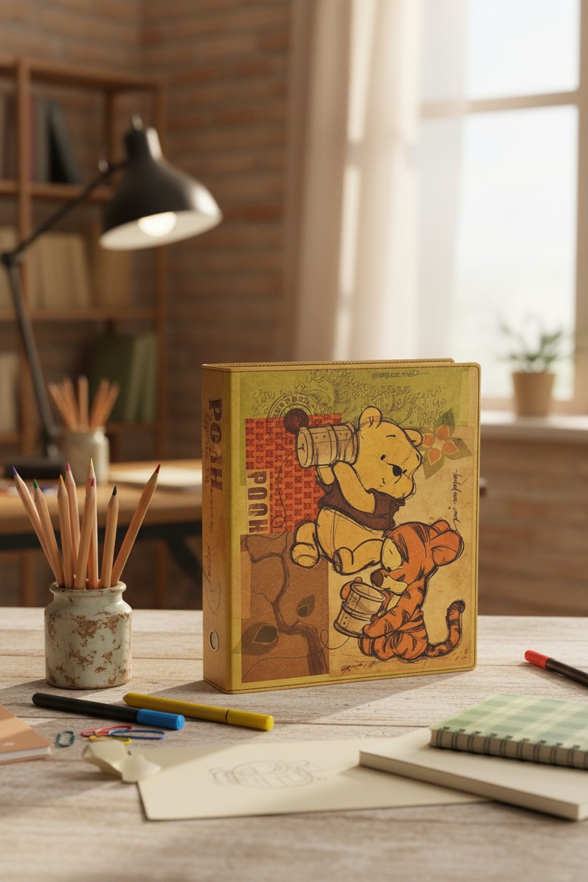 B5 26孔雙層牛皮車缝活頁筆記本 Winnie the Pooh 維尼熊 (DPNB-269B)