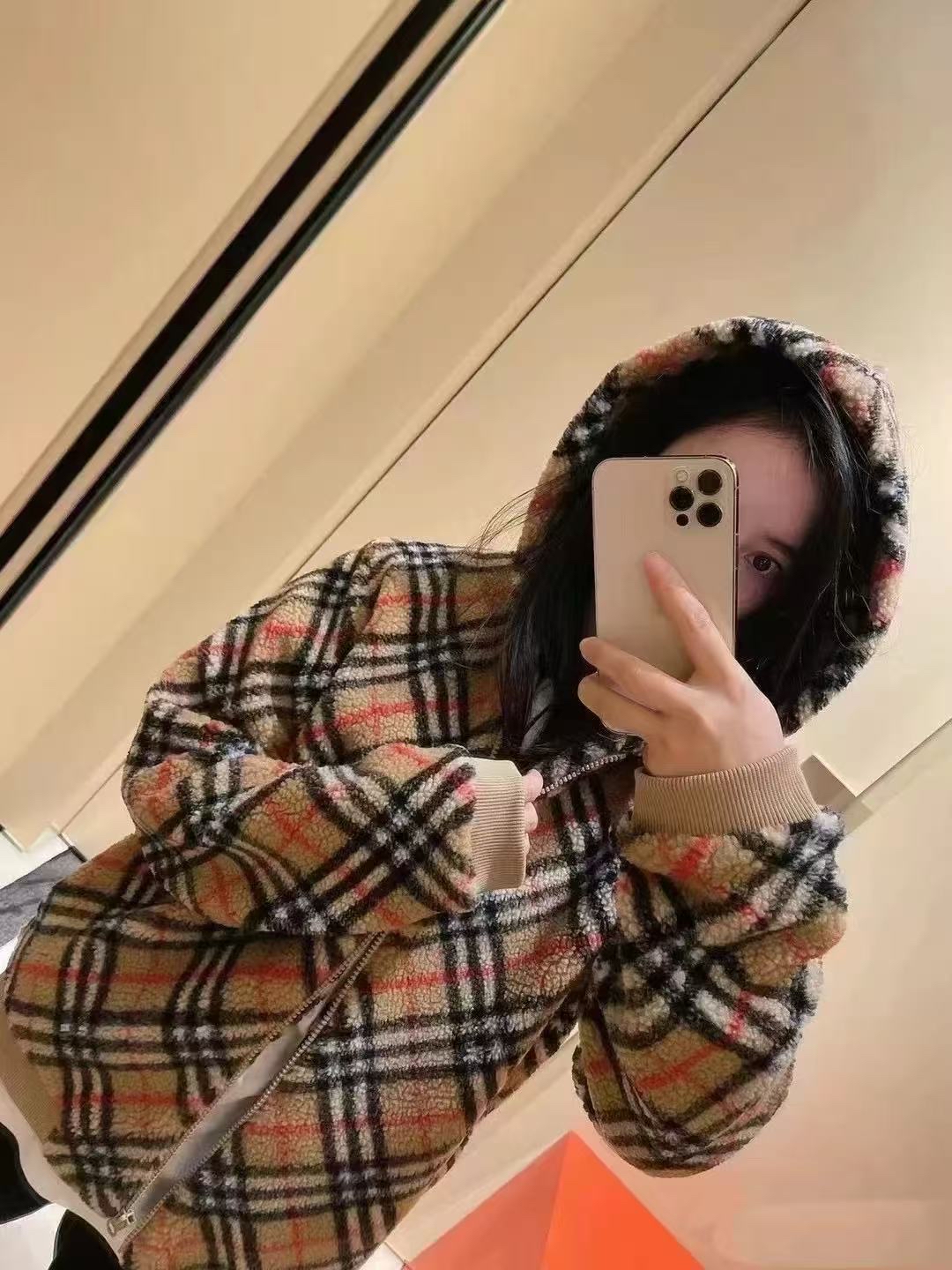 Burberry 經典格紋連帽拉鍊外套 8Y 10Y