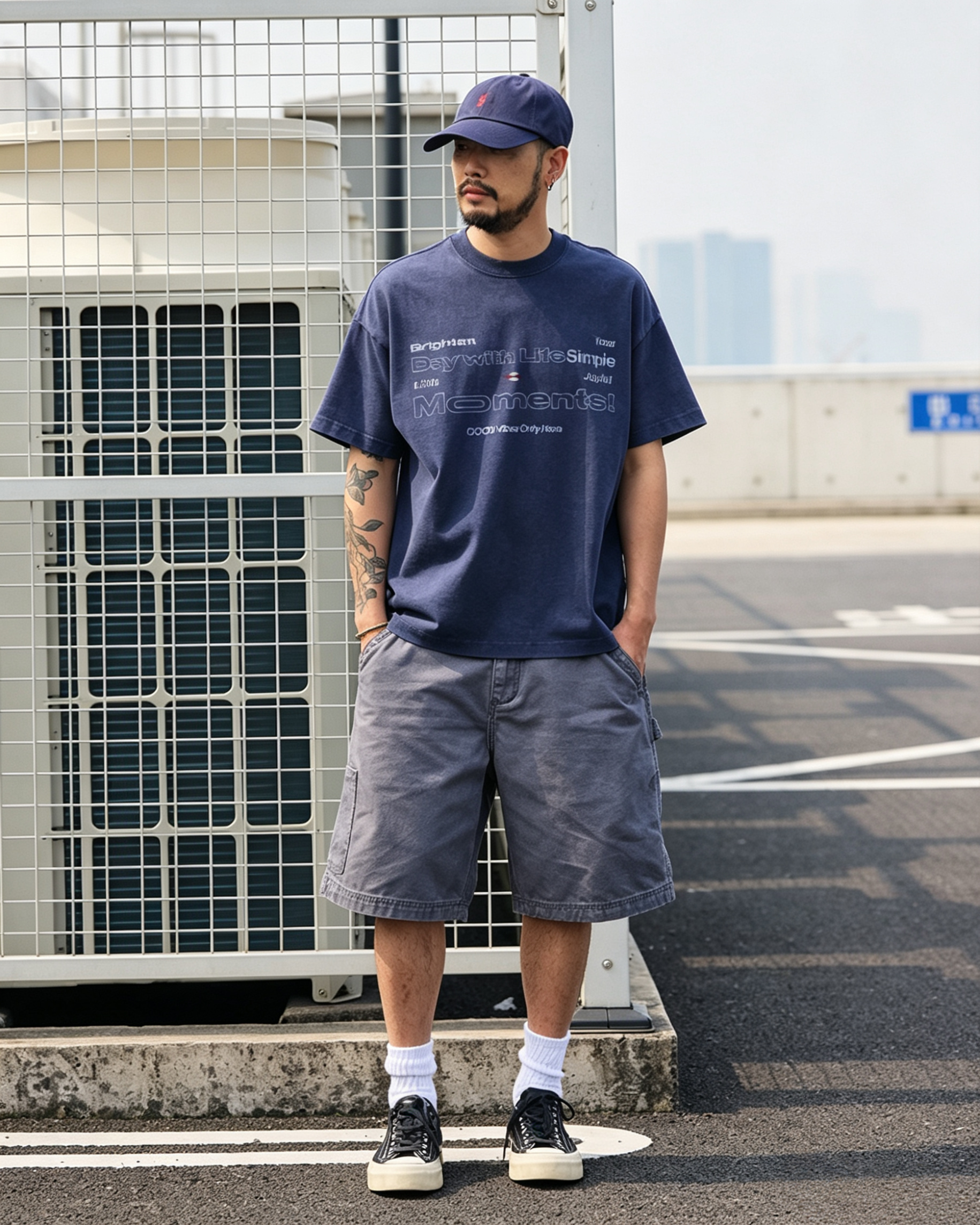 M487斜布洗水洗工裝短褲