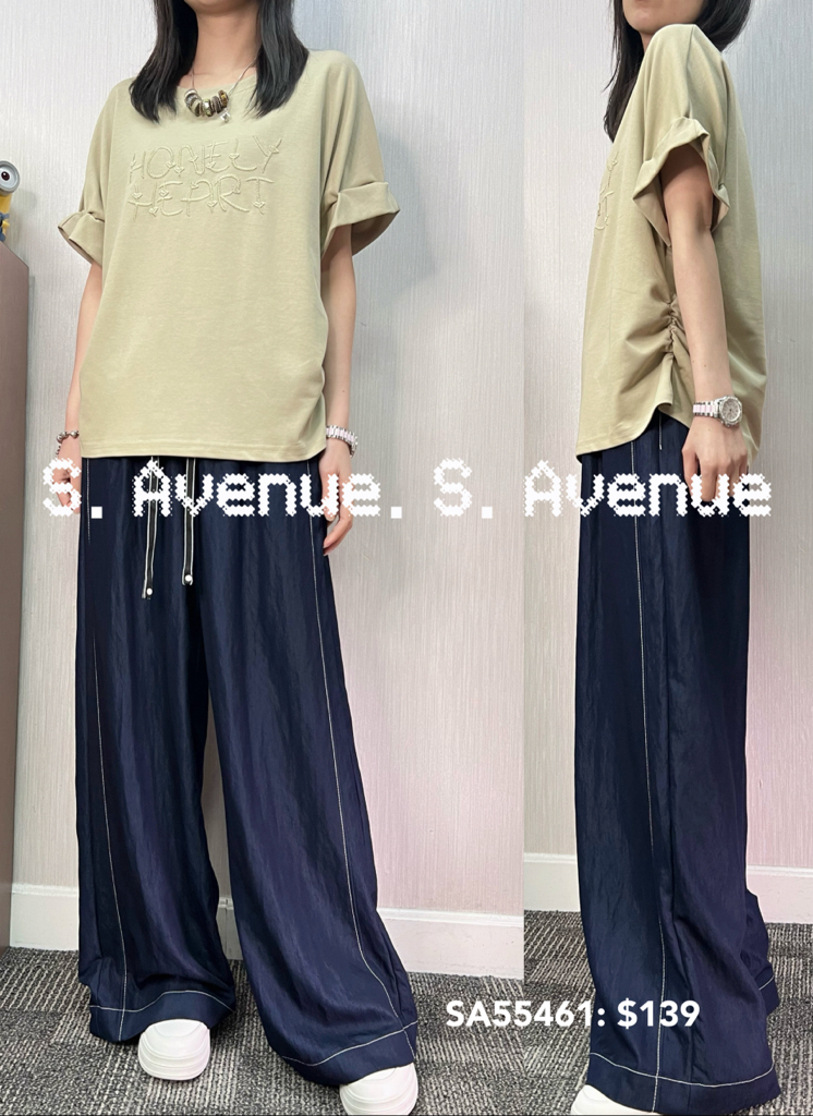 SA55461: 短袖繡英文字側有撍tee