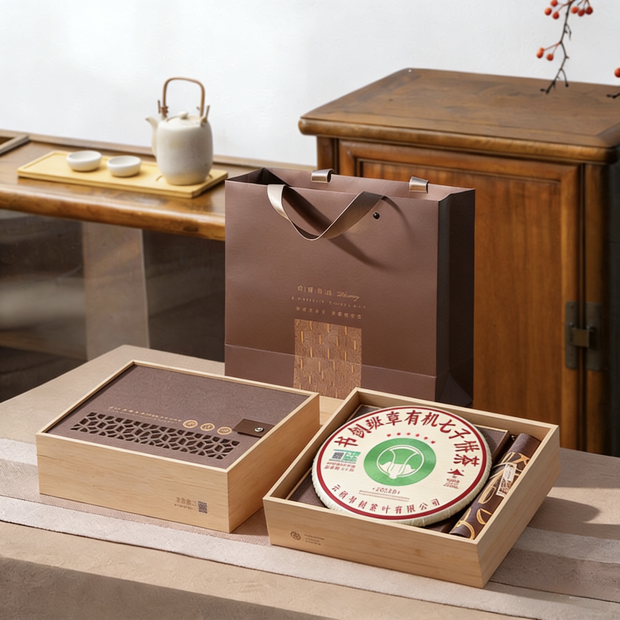 【高端款·普洱臻萃茶礼】敬世界一杯中国茶荣获金奖有机茶饼普洱熟茶品质好礼