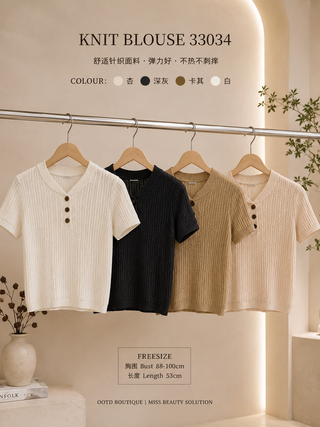 33034 SUMMER KNIT BLOUSE 针织上衣