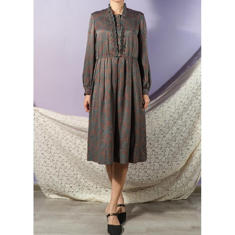 Vintage Japanese Elegant Pattern with Ruffle Trim Button-Up Day & Night Dress(MT1608-142)