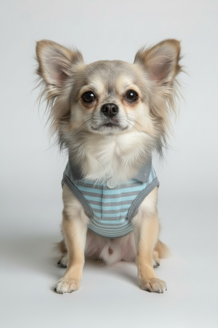 S553GB 條子POLO TEE-灰藍 Grey Blue