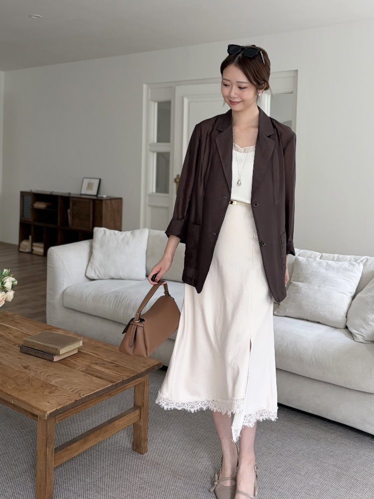 The Fine Silky Blazer (Brown)