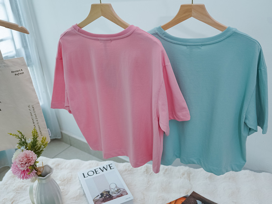 Pastel Drop-Shoulder Oversized Tee ‖ 马卡龙色系宽松落肩T恤KR013143