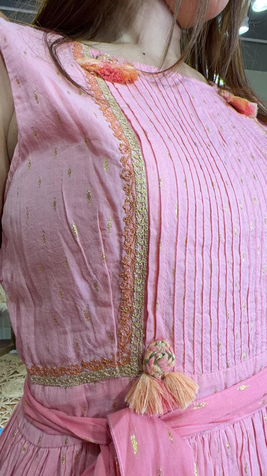 2492 Pink Orange sunset gradient Sleeveless Belt OP 45"