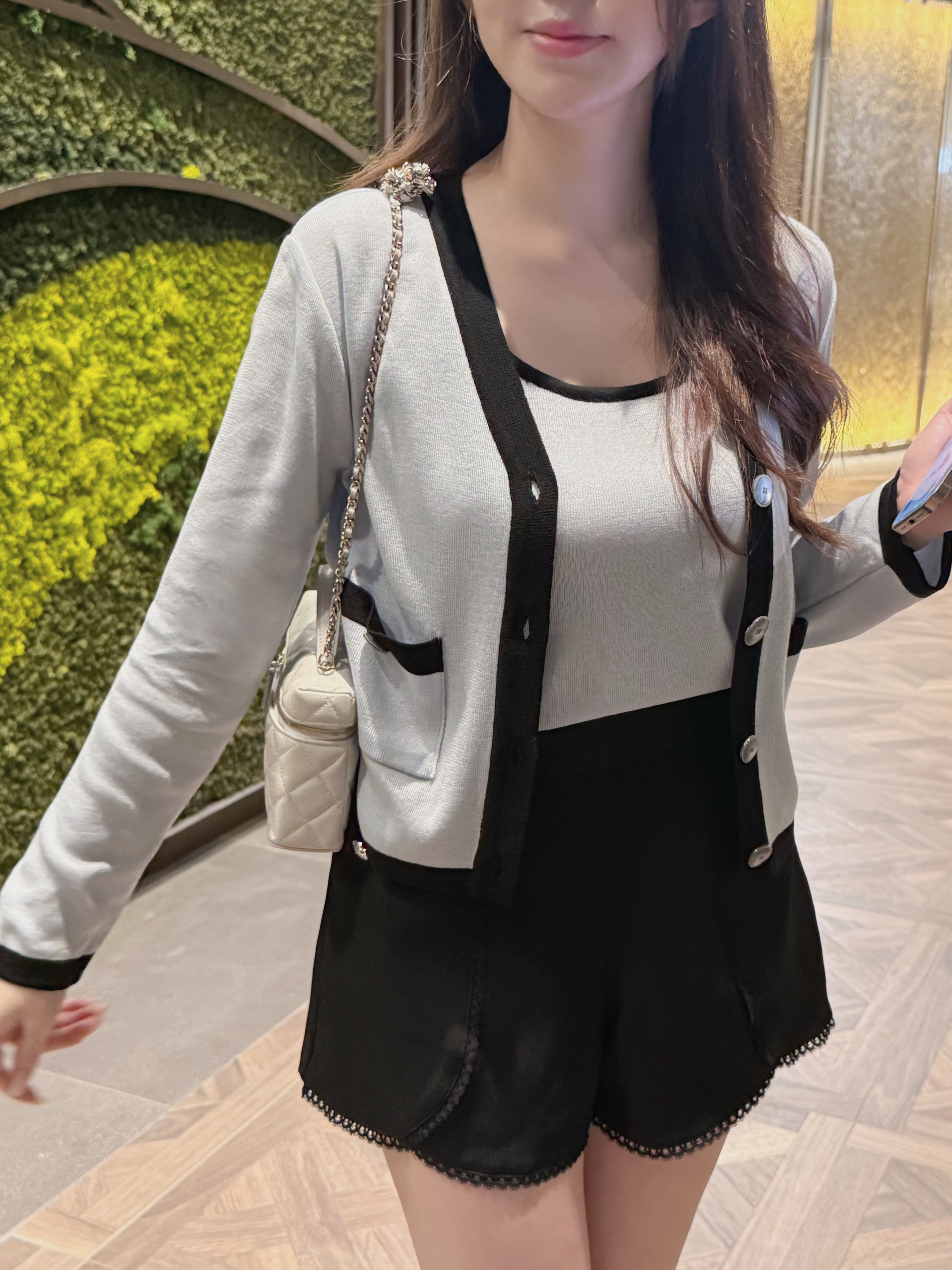 法式小香風拼色針織TwinSet