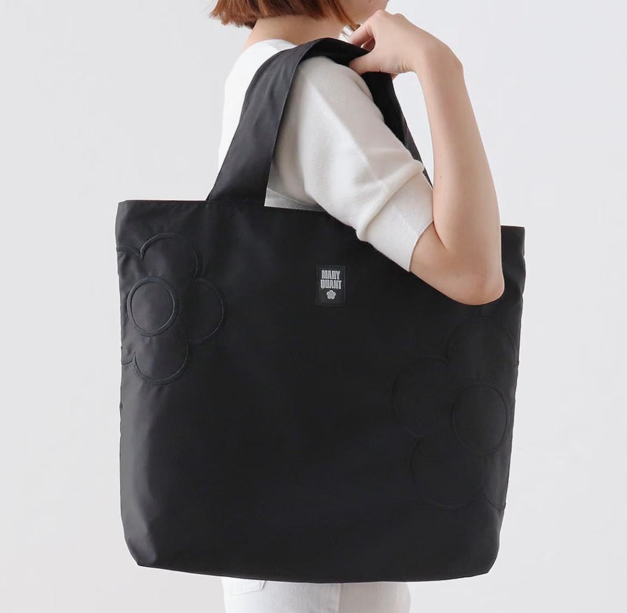 MARY QUANT 經典雛菊刺繡拉鍊摺疊環保袋（多色）