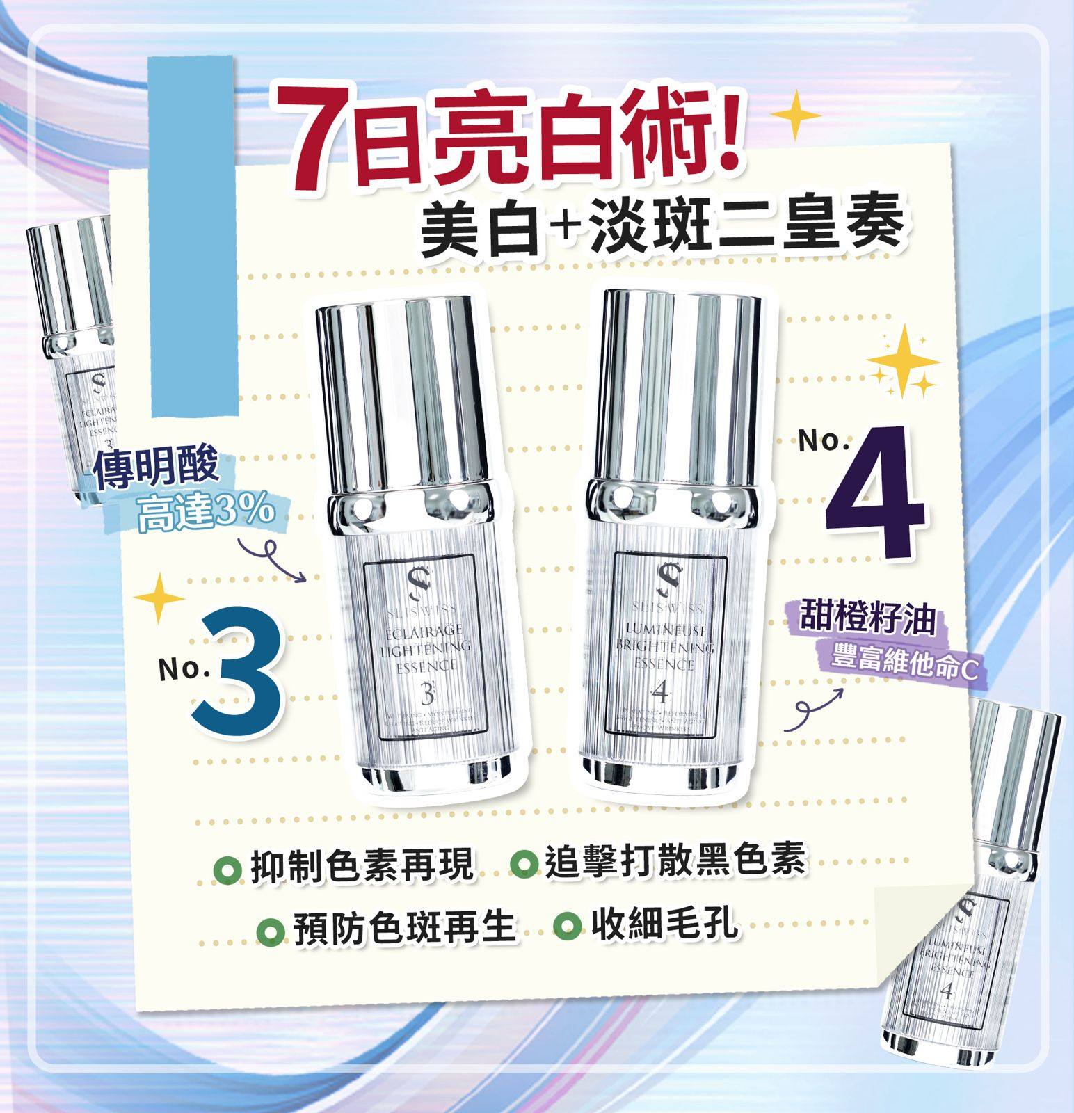 Sliswiss 白藜蘆醇3＋4 袪斑激白皇精華套裝