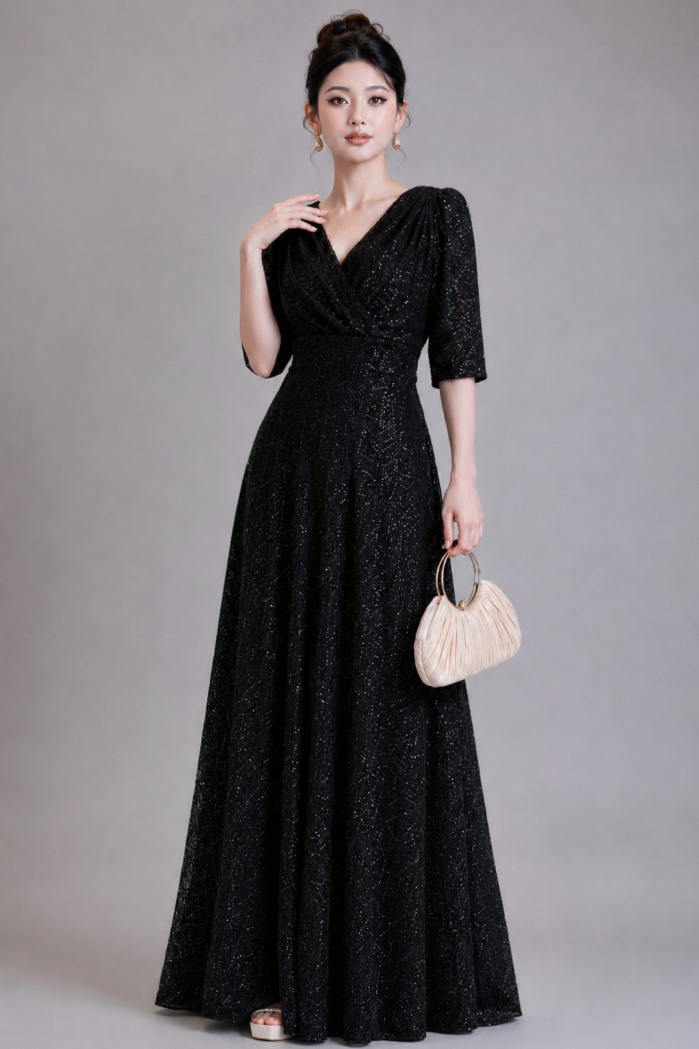 60103 Celestia Sequin Wrap Gown