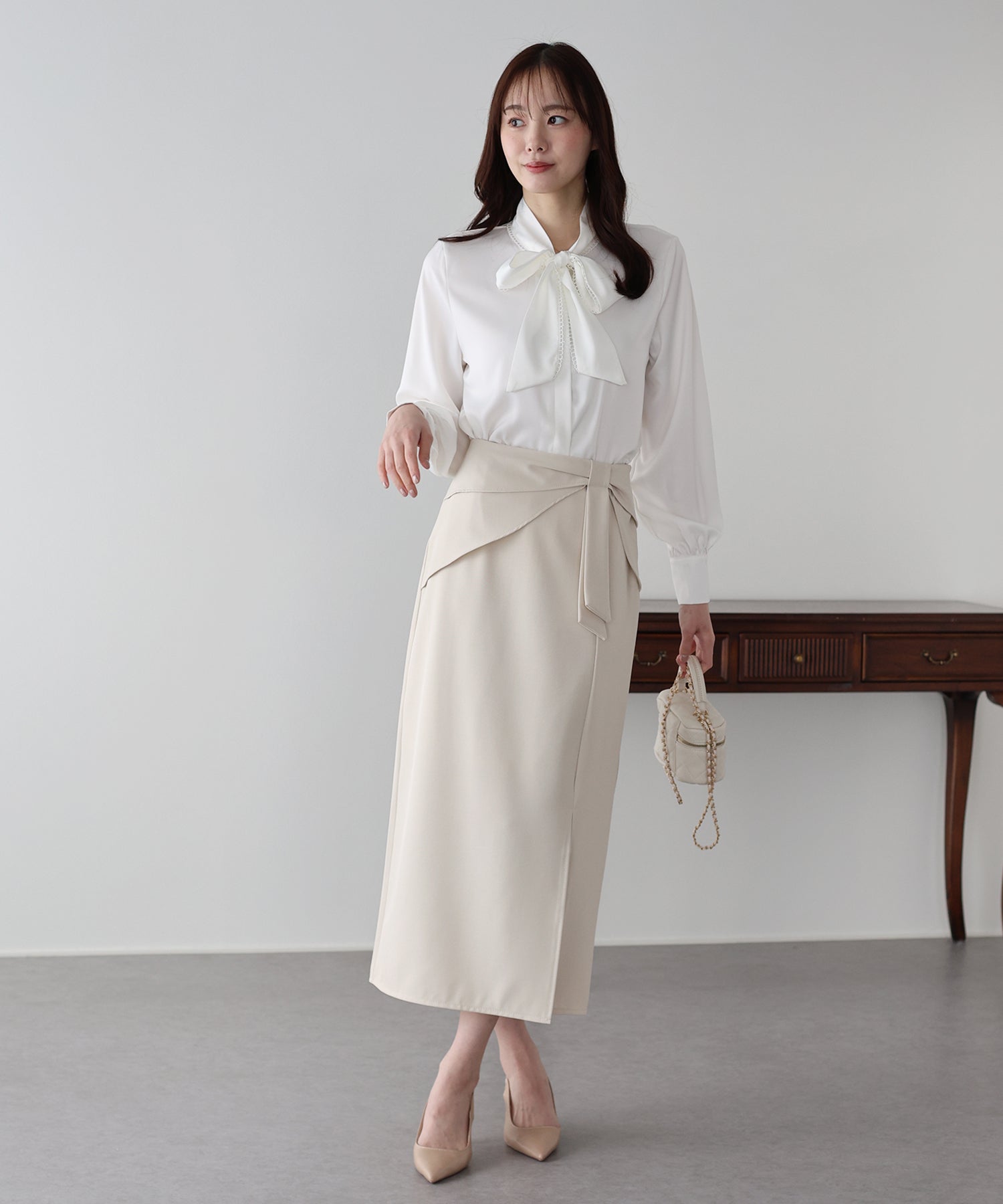 <JP> OL上班推薦！Lovely Bowknot Skirt * 3色入 <預購>