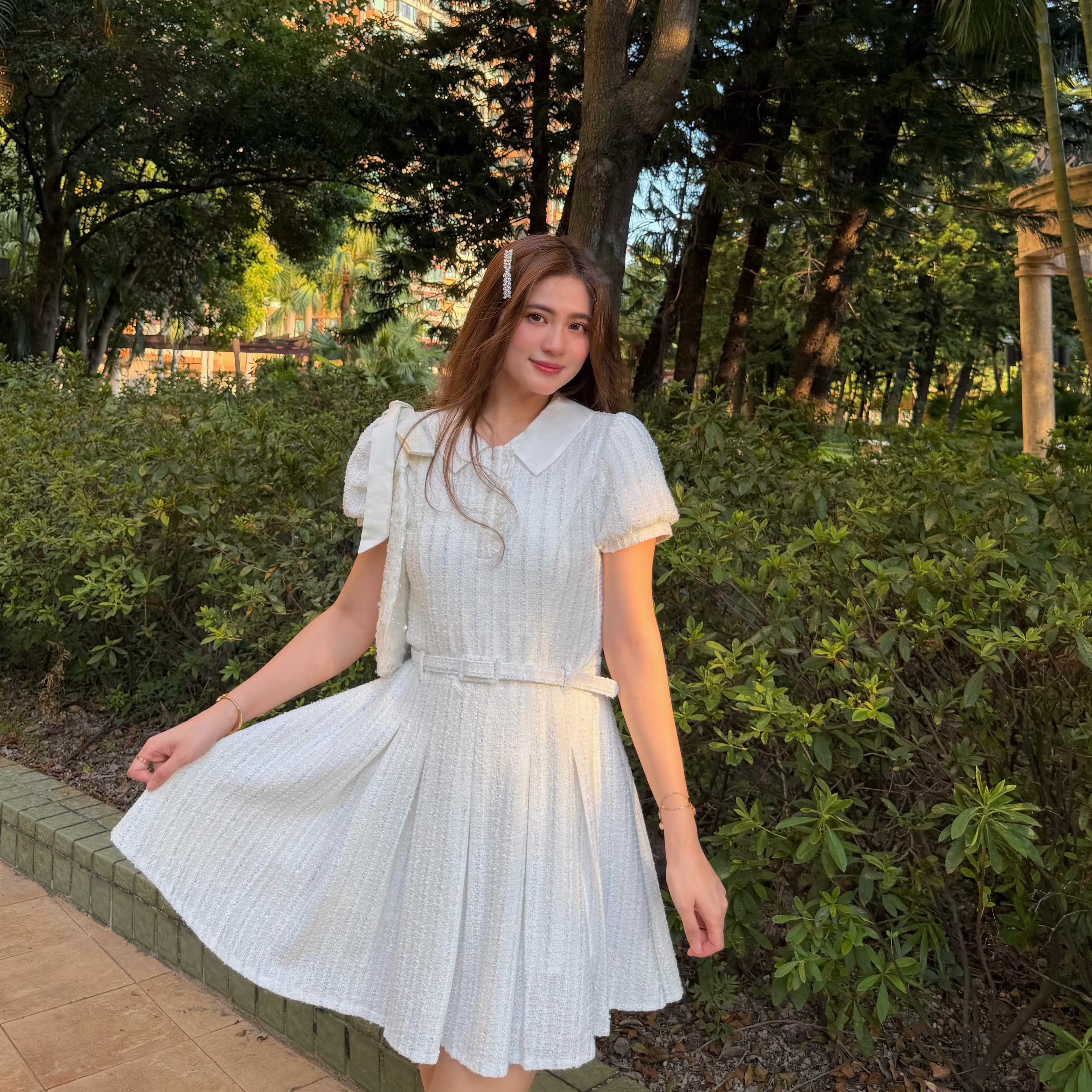 #HANNA-made# The Classic Pleated Tweed Dress
