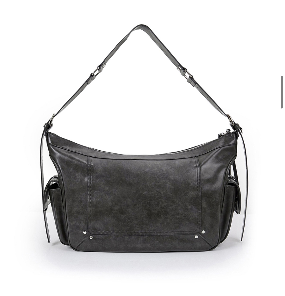 MATIN KIM特價場 RIVET POINT QUAD BIG SHOULDER BAG IN CHARCOAL