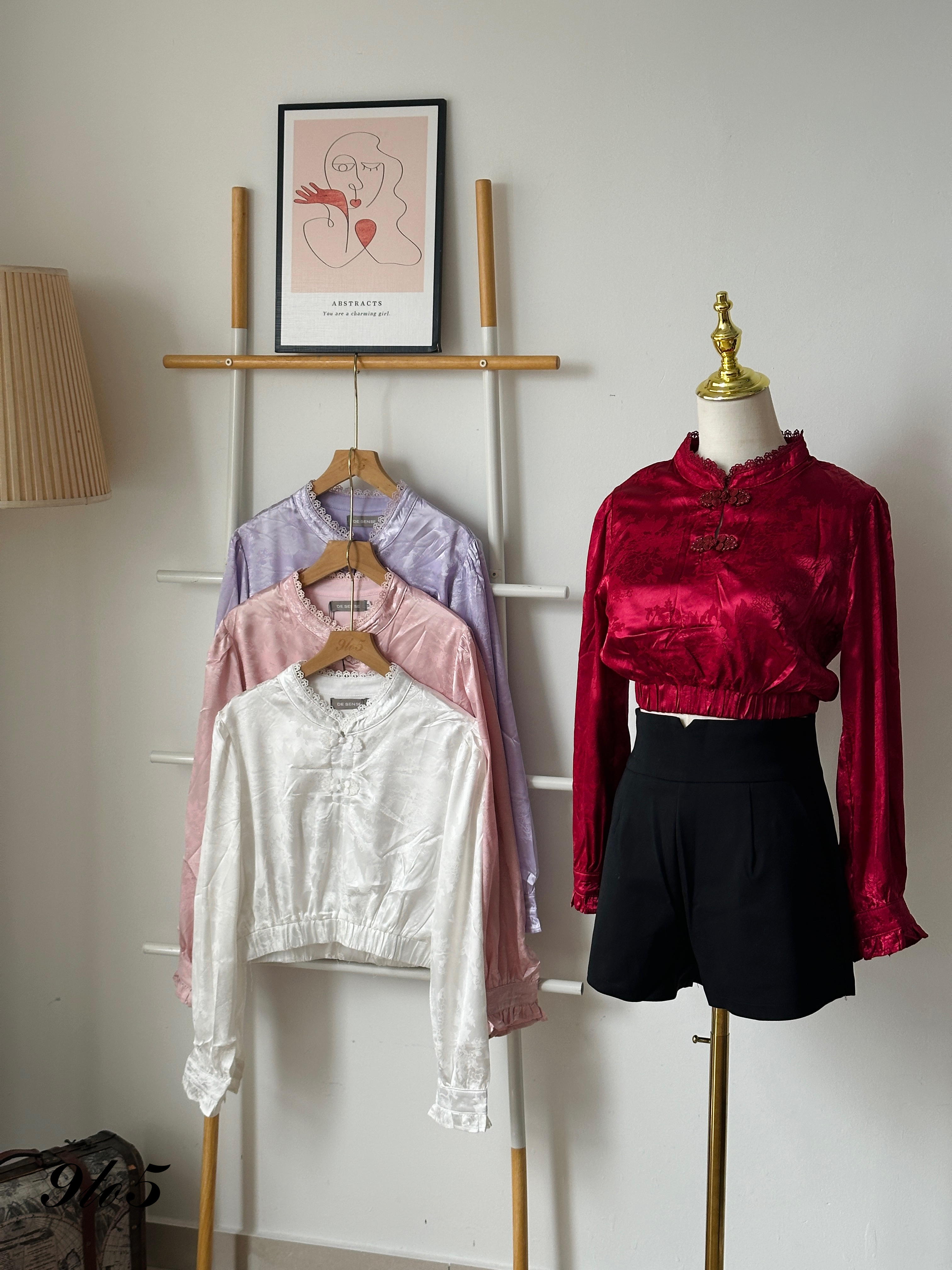 T3934 Long Sleeve Cheongsam Top - 4 Colors