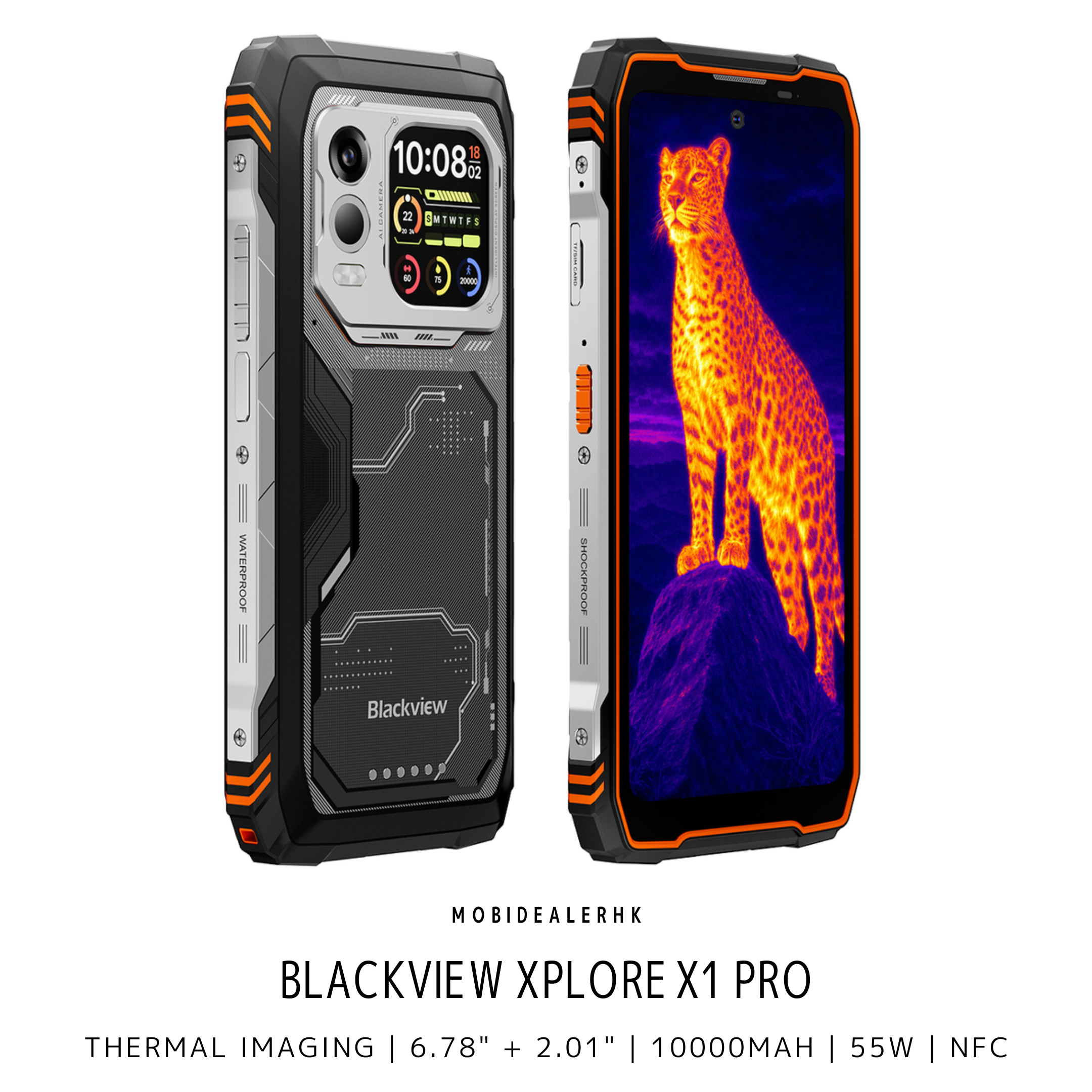 Blackview Xplore X1 Pro | 5G | 三防手機 | 熱感 | 6.78" + 2.01" | 10000mAh | 55W | 反向充電 | NFC