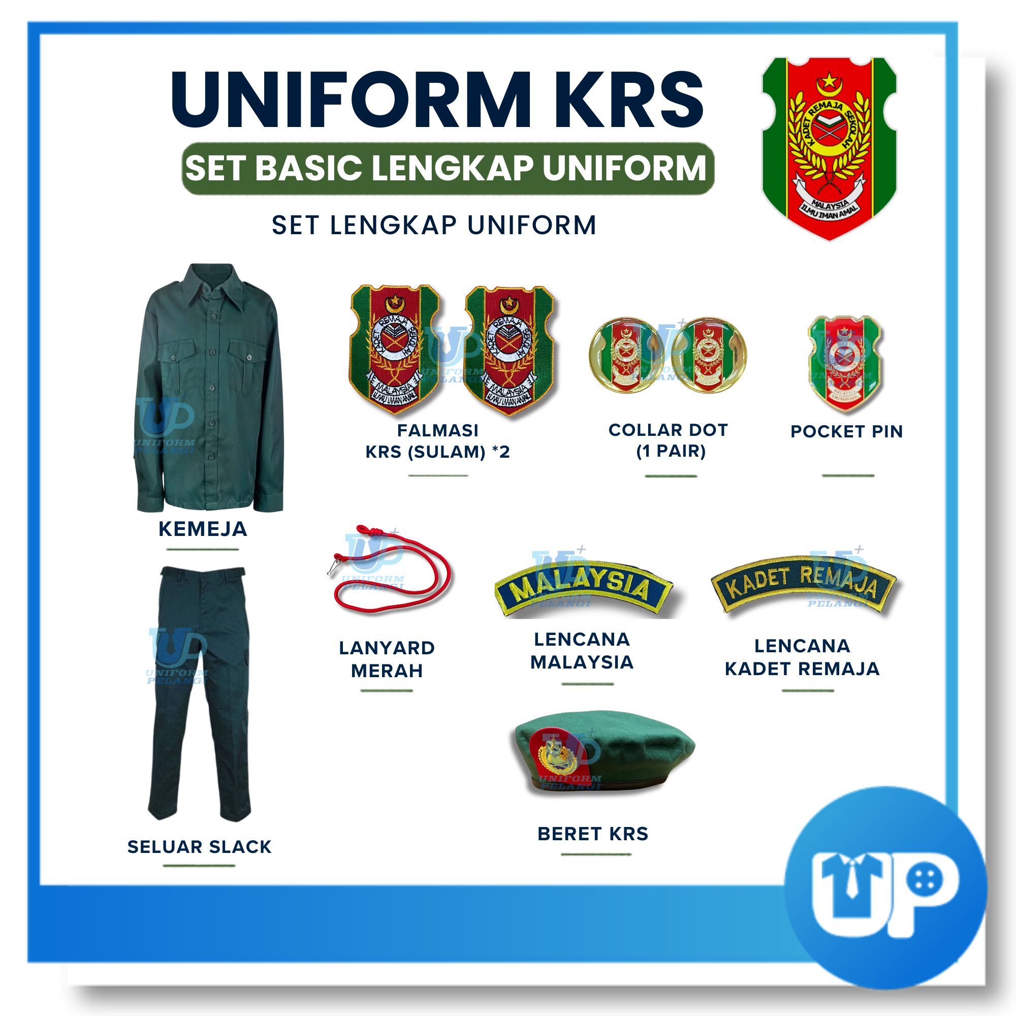 (SET LENGKAP) Kadet Remaja Sekolah (KRS) Pakaian Seragam Uniform Lengakap Sekolah Menengah