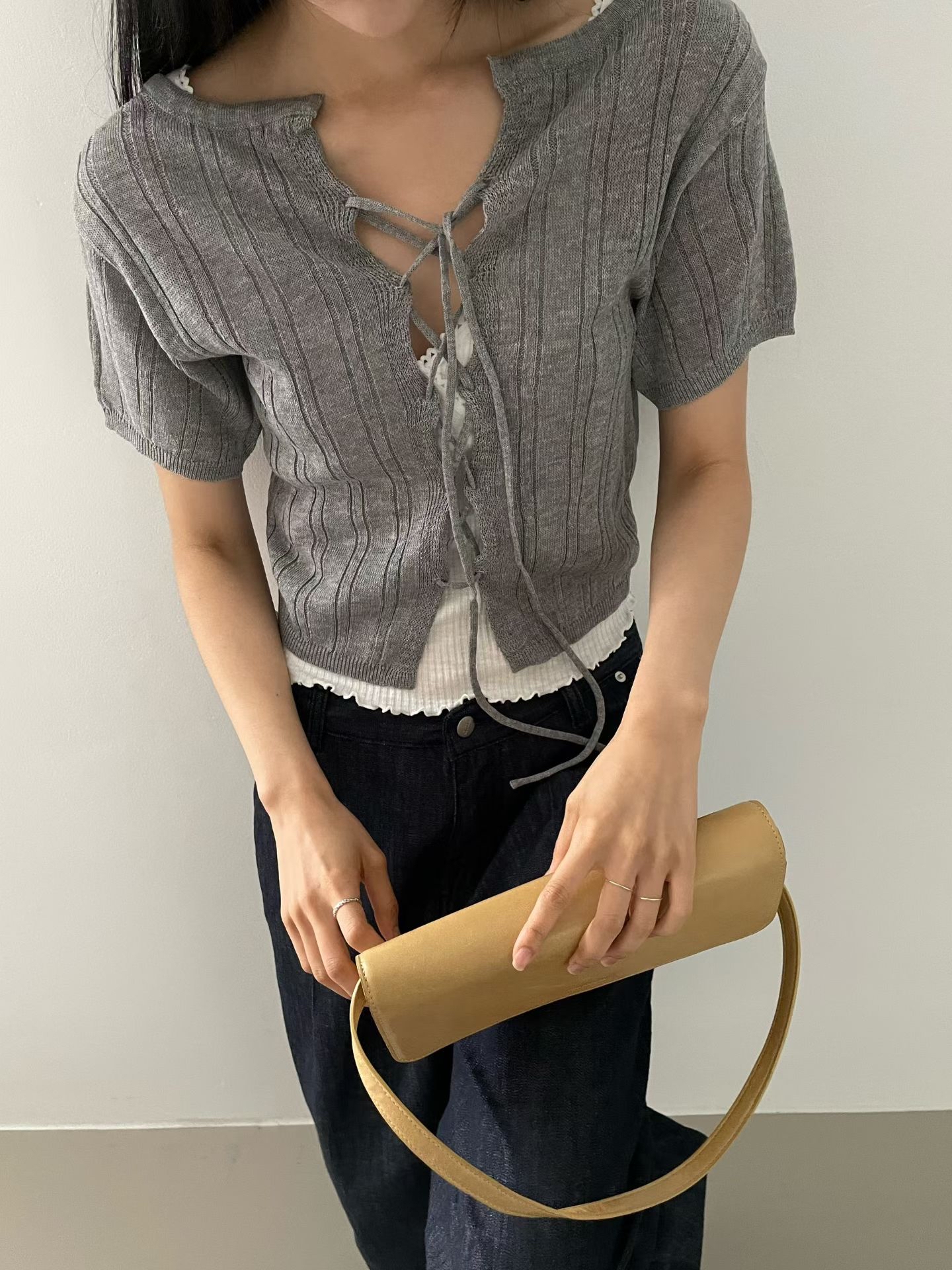 東大門女裝Find | ribbon knit top(可前後著)