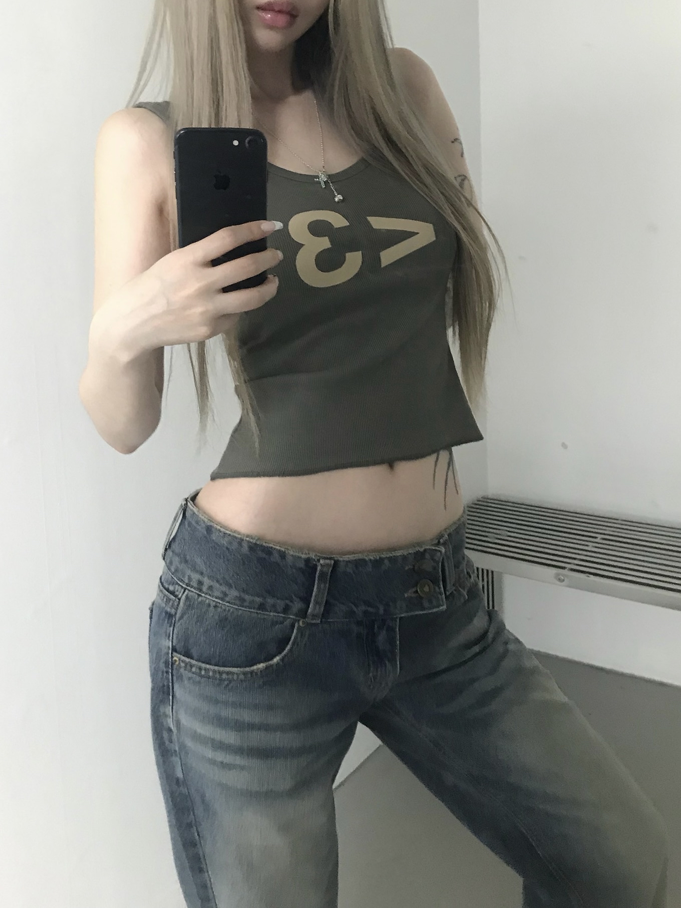 Low-Rise Double-Button Flared Jeans