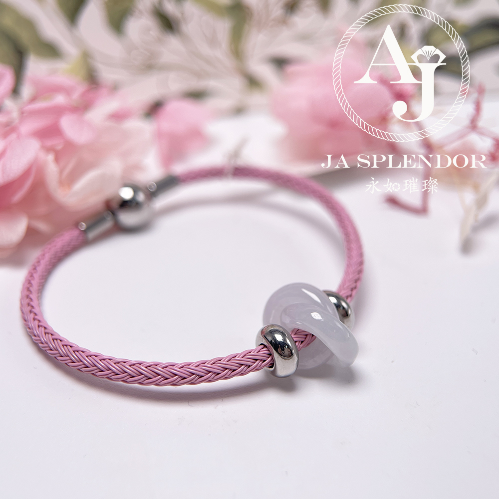 JN-2245 天然翡翠A玉 【愛永恆】環環相扣不鋼防水、防敏手鐲