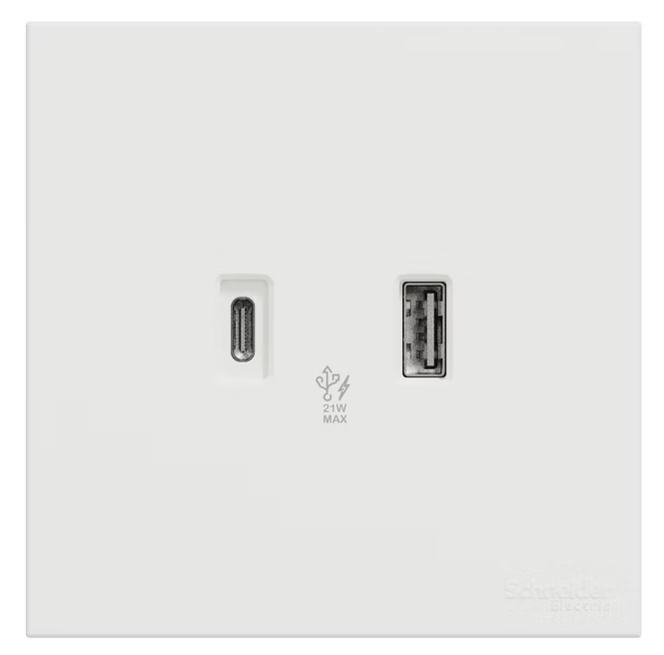 施耐德 奐然AvatarOn C 白 2位21W Type A+C USB充電 插座