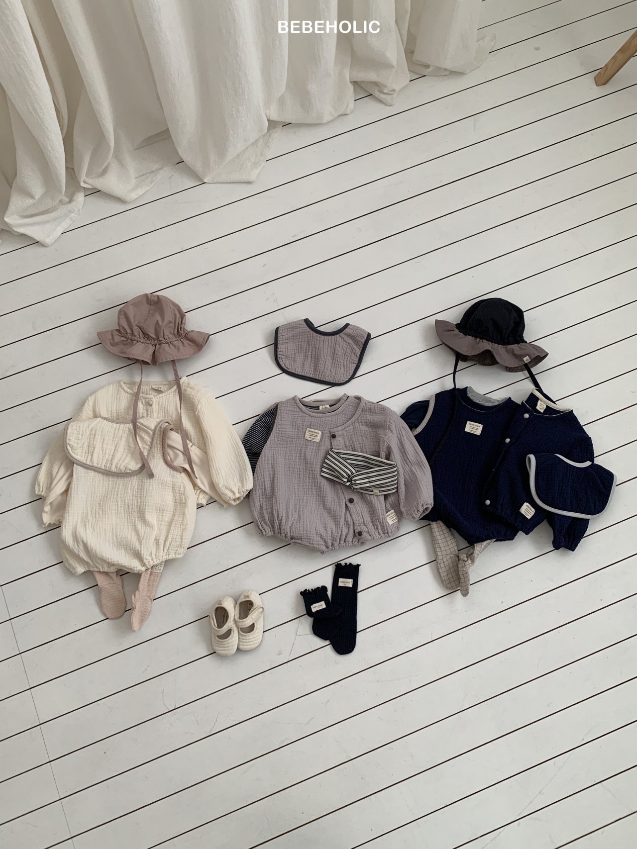 🌸預訂 韓國直送🌸🇰🇷BEBEHOLIC三色背心包屁衣/圍兜/開襟外套