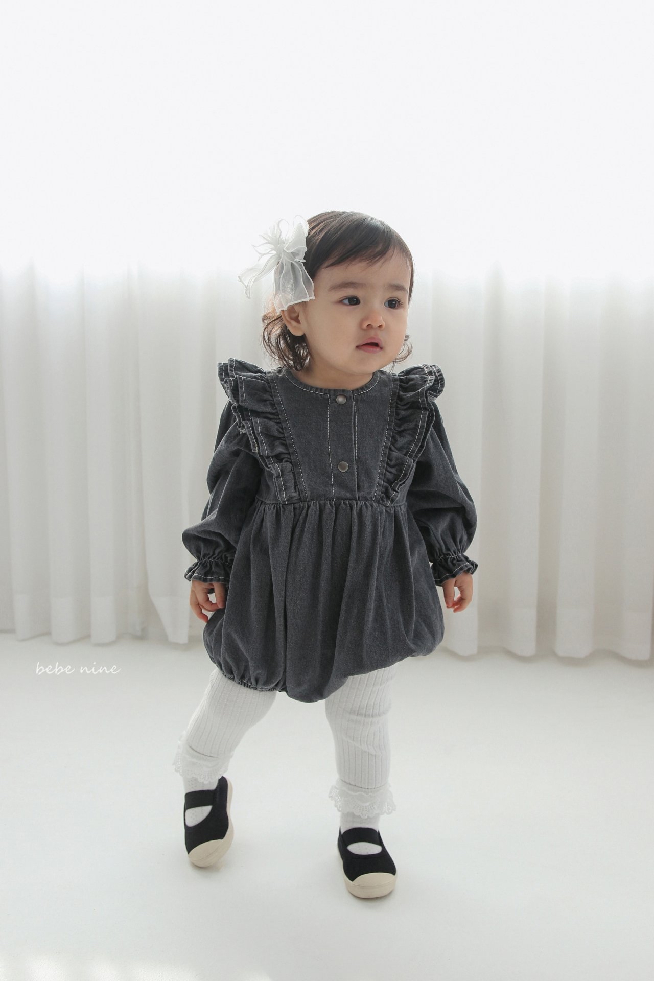 🌸預訂 韓國直送🌸🇰🇷Bebenine兩色荷葉邊牛仔長袖包屁衣