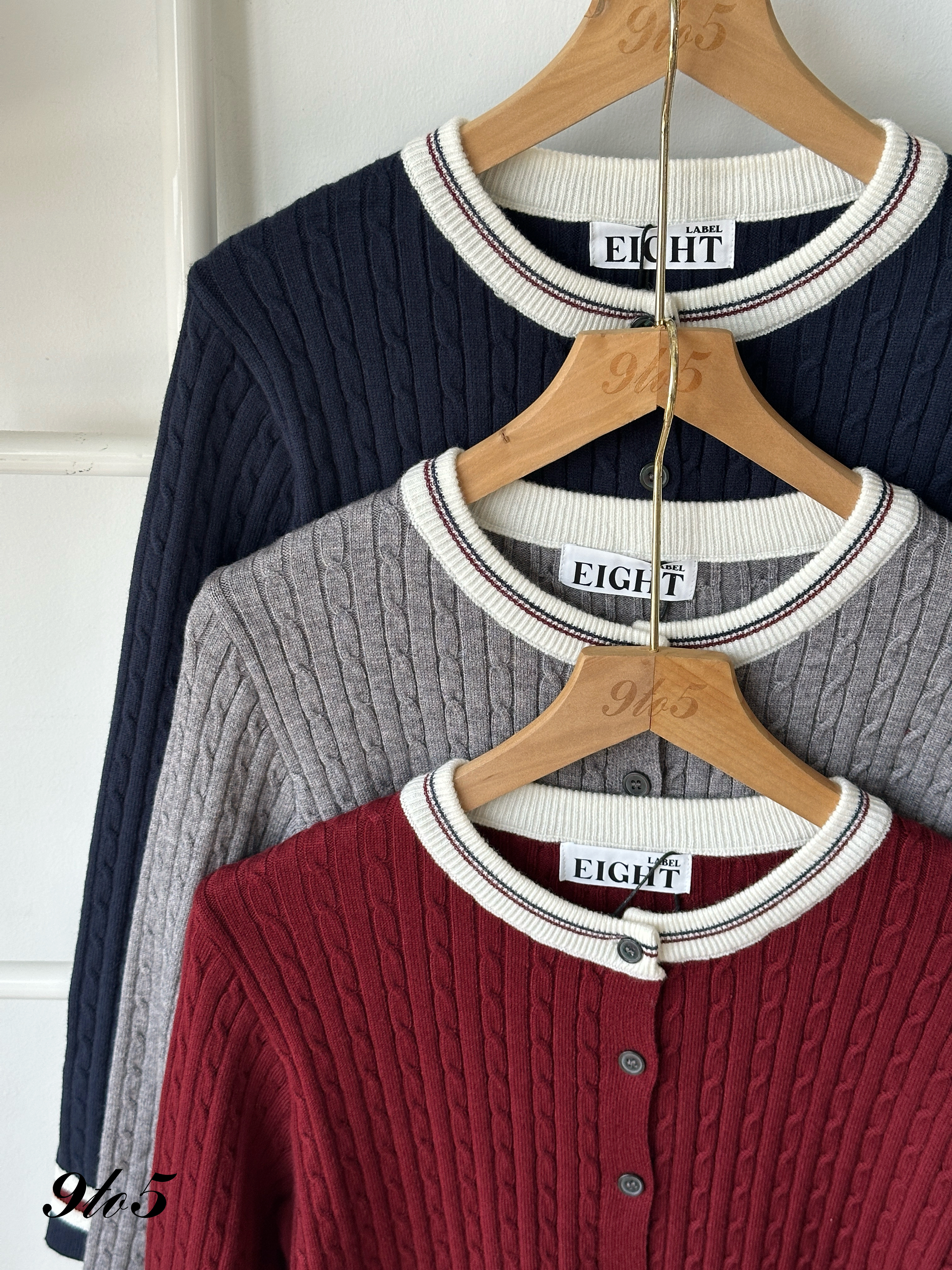 T4401 Cable Knit Contrast Cardigan - 3 Colors 