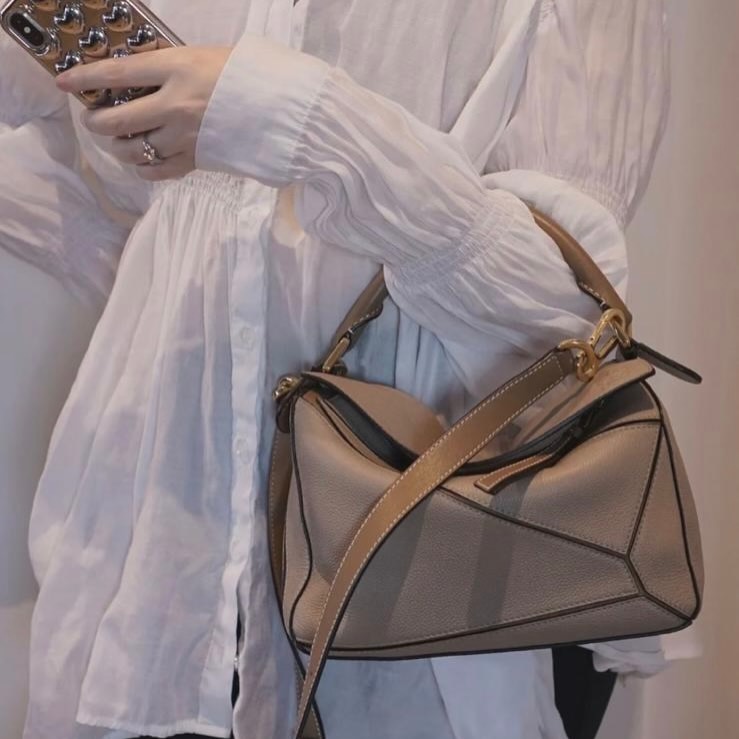 LOEWE🤍PRE OWNED Small Puzzle 沙色 手提單肩斜肩包🤎