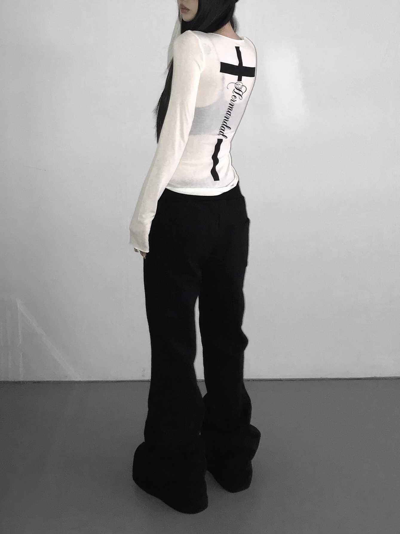 Sheer Tie-Front Cross Graphic Top